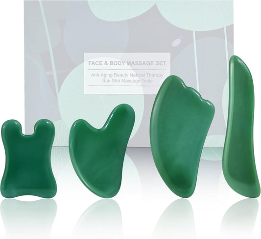 Guasha Massage Tool, 4 Pcs Gua Sha Facial Tool, Guasha Board for SPA Acupuncture Therapy Trigger Point Treatment, Gua Sha Scraping Massage Tool