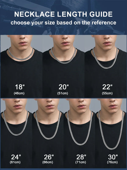 Curb Cuban Link Chain Necklaces for Men Jewelry 28Inch Stainless Steel Color Jewelry Gift for Dad Son